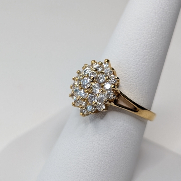 Vintage Cluster Gold Tone Cocktail Ring 7.75 - Picture 2 of 12